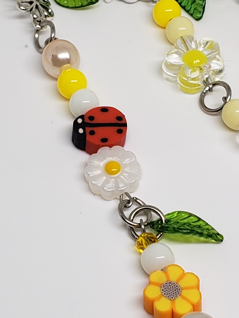 Handmade beaded boho sunflower ladybug daisy keychain bag charm - Picture 8 of 13
